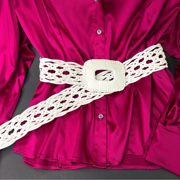 CHICO'S Women's Y2K Braided Genuine Leather Belt Sz M L 44" Long Pin Buckle Boho - Picture 6 of 9